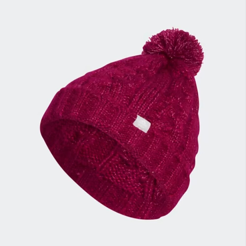 Adidas Chunky Knit Pompom Beanie Hat Pink